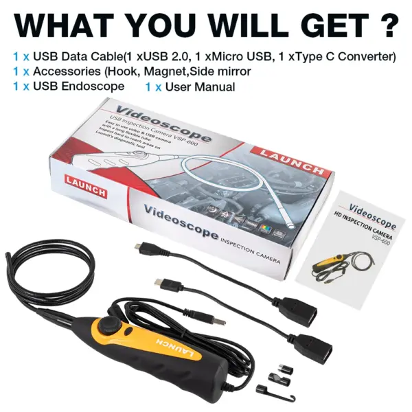 USA EU Warehouse  LAUNCH X431 VSP600 VideoScope Digital HD Endoscope Inspection Camera Detector Decoder Accessories