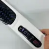2025 3000mah Electric Cordless Comb Hair Style Brush LCD Portable Rechargeable Mini Hair Straightener Brush with 3 Temp Settings