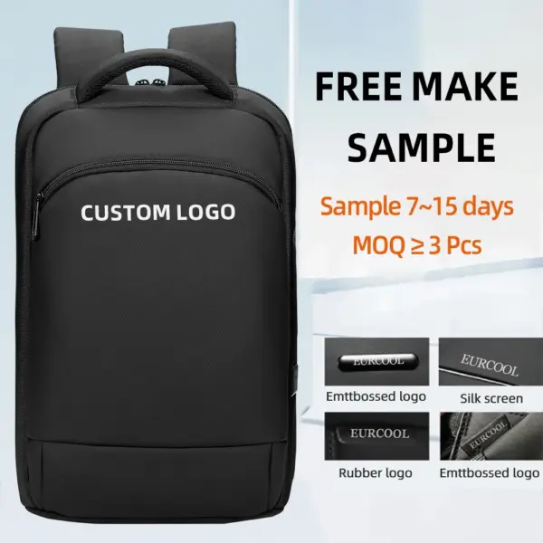 EURCOOL Laptop Backpack for Men Business Slim Backpack With USB Computer 15.6 Lightweight Antitheft Backpack Laptop Bag for Work