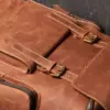 17" Handmade Cowhide Leather Backpack, Travel Rucksack, Hiking Backpack for Men and Boys