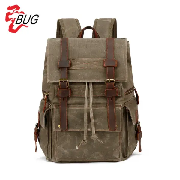 Big Traveling Backpack Bag Packable Rucksack Canvas Backpack Genuine Leather Mens Backbags-For-Men Bag Backpack for Boys