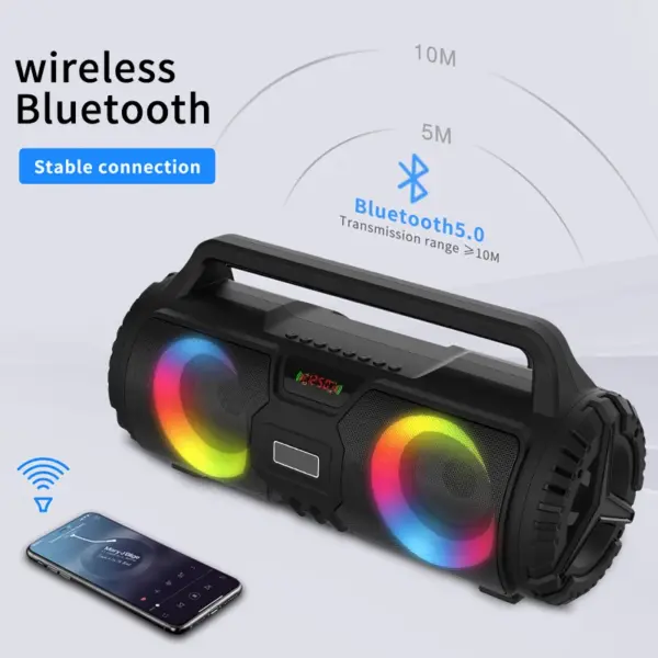 20W Karaoke Speaker Powerful Sound Equipment/Box Portable Music Box with Microphone Jack Speaker Colorful Flash Light  BT5.0