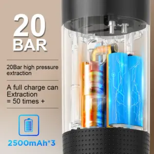 2024 Electric Travel Espresso Machine Heating Water Portable Coffee Maker Compatible with Ground Coffee Small Large Capsules
