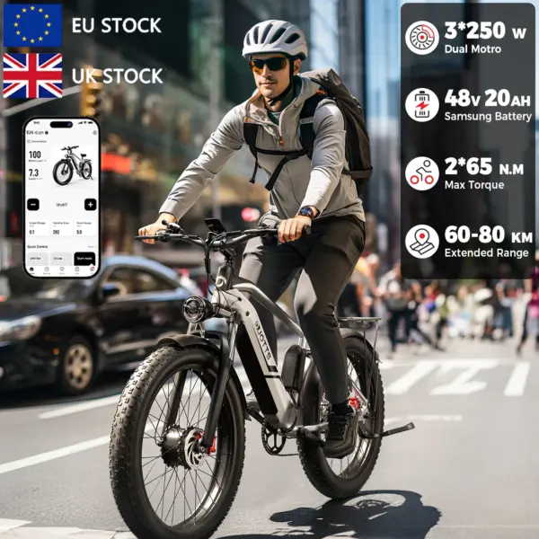 EU UK Warehouse Duotts F26 E Bike 48V 20AH Dual Motors 26Inch Fat Tire Electric Bike Electric Bicycle Mountain Ebike for Adults