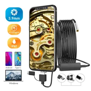 3.9mm Android Type-C USB Endoscope Waterproof Pipe Inspection Mini Camera Borescope with 10M Line