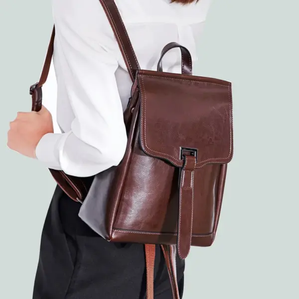 Lovevook Backpacks 2021 New Fashion Women's Backpack Trend Oil Wax Genuine Leather Vintage Backpack Ladies Back Bags