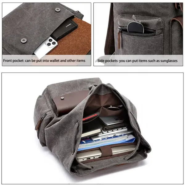 ZUOLUNDUO Fashion Wear Resistant Canvas Rucksack Backpack for Outdoor Travel Laptop Backpack for College School Backpack Unisex