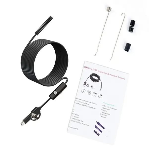 7mm 3.5M Hard Cable 3 in 1 Industrial Mini Endoscope Repair Pipeline Inspection Endoscopy Camera
