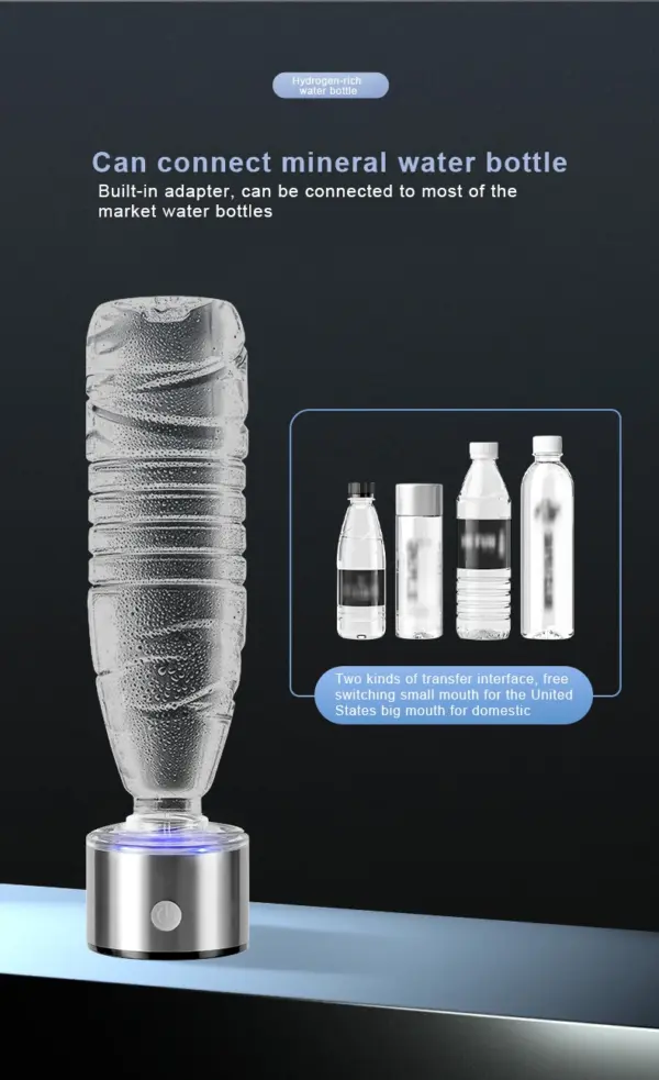 YenvQee 2025 New Customizable Type C Charging Glass Body SPE/PEM Electrolytic Alkaline Hydrogen Rich Water Generator Bottle
