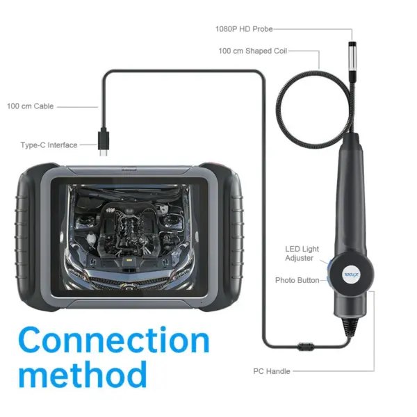 XTOOL XV200 8.5mm Inspection Endoscope Camera with XTOOL Tablet IP67 Waterproof 8 LED Adjustable Endoscope Camera
