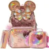 Dropshipping Backpack for Girls Kids Schoolbag Set with Lunch Bag  for Elementary Students Travel Sequin Primary School Backpack