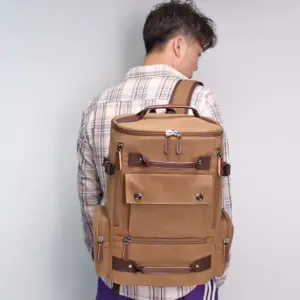 ZUOLUNDUO High Capacity Casual Canvas Travel Backpack Vintage Backpack Men's Backpacks