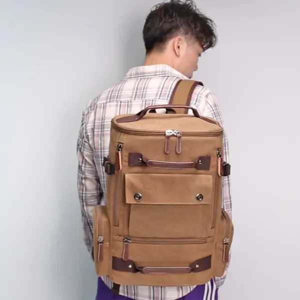ZUOLUNDUO High Capacity Casual Canvas Travel Backpack Vintage Backpack Men's Backpacks