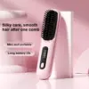 2025 3000mah Electric Cordless Comb Hair Style Brush LCD Portable Rechargeable Mini Hair Straightener Brush with 3 Temp Settings