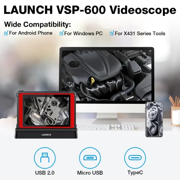 USA EU Warehouse  LAUNCH X431 VSP600 VideoScope Digital HD Endoscope Inspection Camera Detector Decoder Accessories
