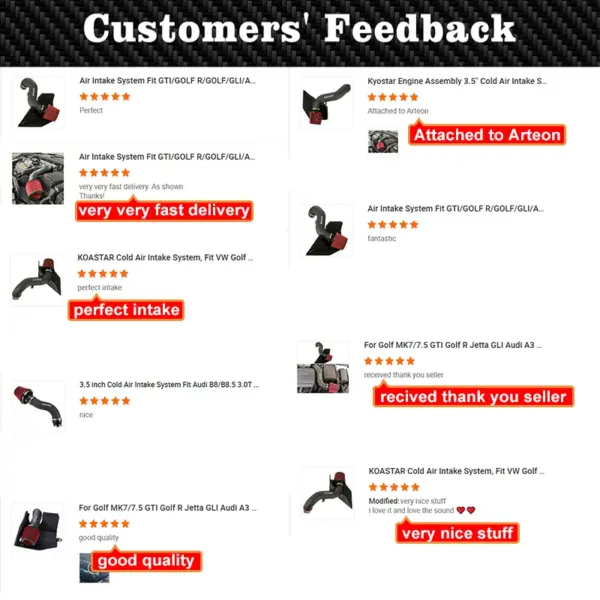 Cold Air Intake System for VW CC Golf/GTi/Jetta Mk5 MK6 MK7 Passat Tiguan for AUDI A3/S3 for BMW Honda Accord Ford