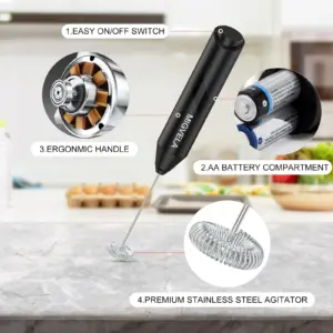 Lmax Top Seller Professional Battery Operated Coffee Mixer Handheld Automatic Milk Frother Electric Milk Frother With Stand