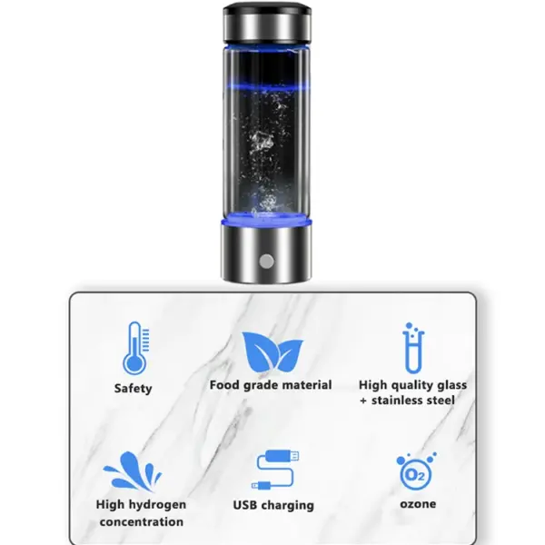 YenvQee Healthy Cheap Price Glass Stainless Steel Quiet Rechargeable Electrolysis H2 Japan Hydrogen Water Generator
