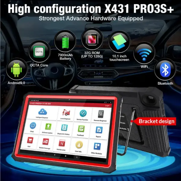 Launch V+ X431 PRO3 10.1inch Tablet Global Version with HD3 Ultimate Heavy Duty Adapter Work on Both 12V 24V Cars and Trucks