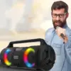 20W Karaoke Speaker Powerful Sound Equipment/Box Portable Music Box with Microphone Jack Speaker Colorful Flash Light  BT5.0