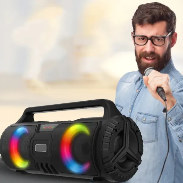 20W Karaoke Speaker Powerful Sound Equipment/Box Portable Music Box with Microphone Jack Speaker Colorful Flash Light  BT5.0