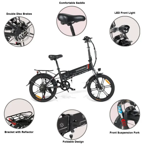 SAMEBIKE Free Shipping Ebike Electric City Bike 48v Voltage Integrated Lithium Battery 20 Inch Electric Folding Bicycle