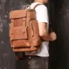 17" Handmade Cowhide Leather Backpack, Travel Rucksack, Hiking Backpack for Men and Boys