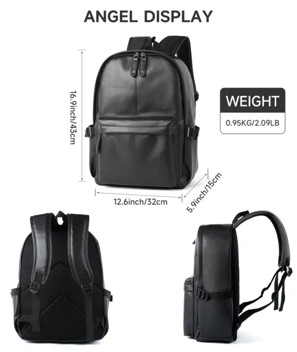 Fashion PVC Vegan Leather School Backpack for Men Laptop Collage Bags Student Rucksack Men's Backpack