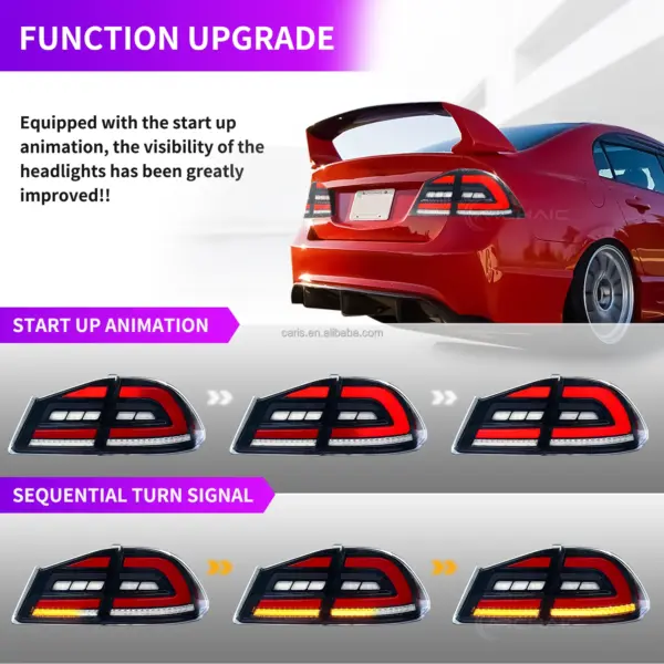 Archaic Car Lamp Tail Light for 8th Gen Honda Civic Taillights FD1 FD2 Type-R Full Led Rear Lamp 2005-2012 Car Lights