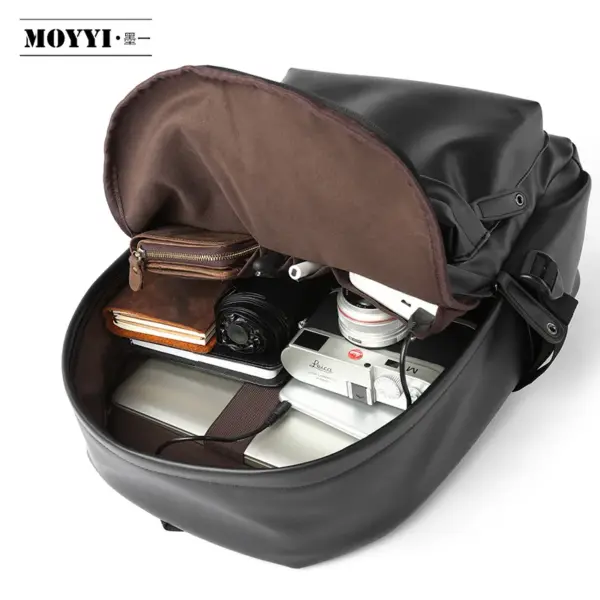 Fashion PVC Vegan Leather School Backpack for Men Laptop Collage Bags Student Rucksack Men's Backpack