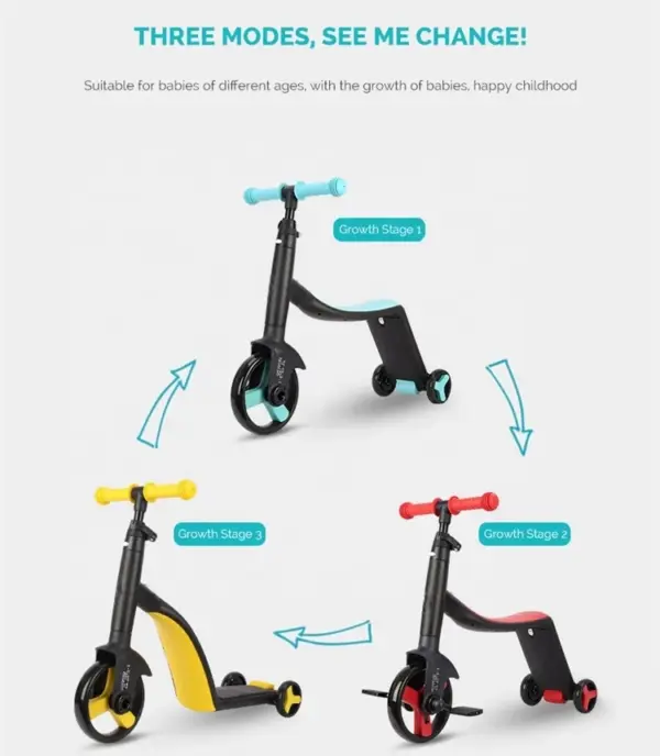 Children Scooter Tricycle Baby Balance Bike Ride on Toys 3 in 1 Kids Scooter Kids