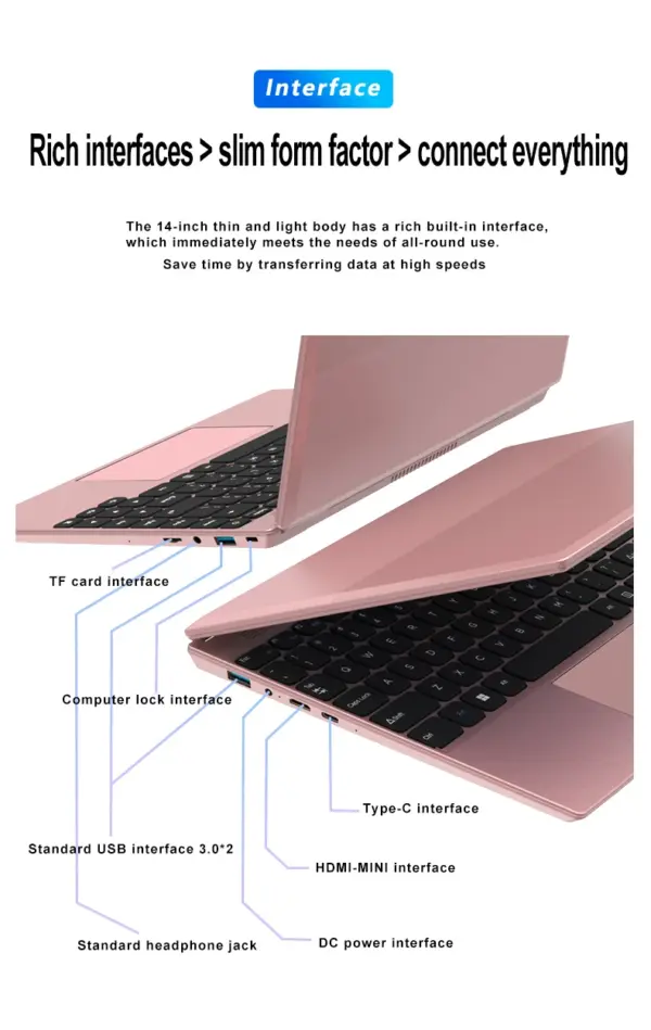 Greatasia Touch Screen Laptop Intel N95 N100 Laptop 180 ° Opening Ordinateur Portable Brand New Laptop