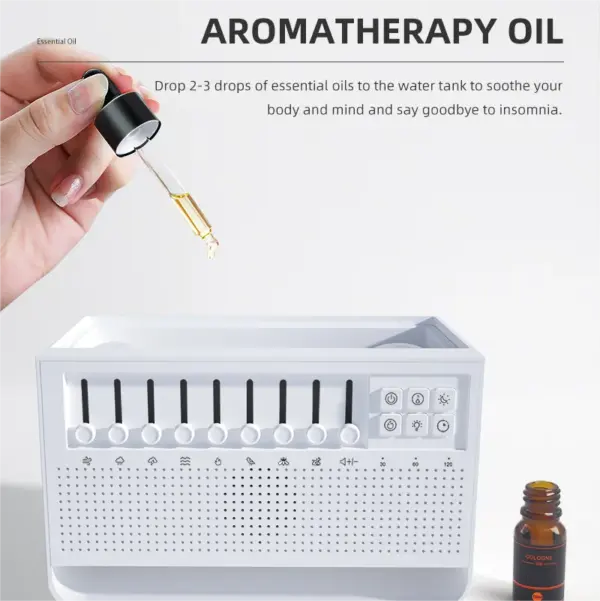 8 Kinds White Noise Sleep Music Nature Sounds Aroma Diffuser Electric Aromatherapy air Humidifier Flame Smart Oil Aroma Diffuser