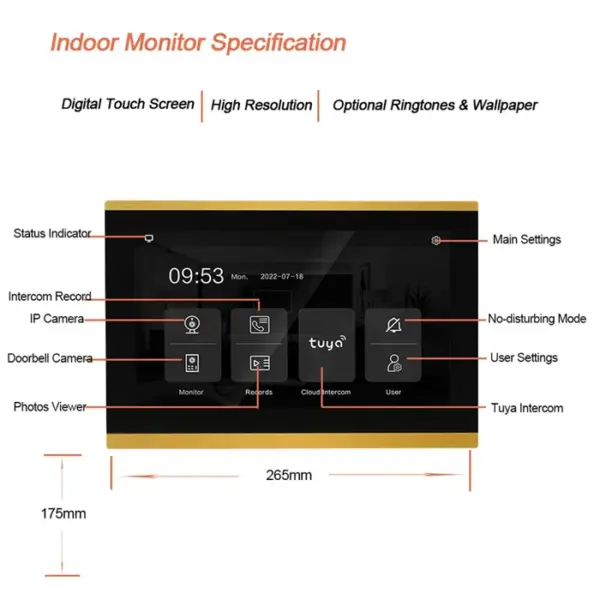 Tuya Video Door Phone Intercom System with 10 Inch Screen Smart Doorbell Intercom Camera Bell System Unlock for Villa