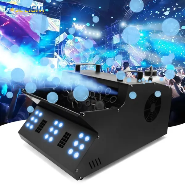 1500w Dual Wheel Bubble Machine Led Fog Party Equipment 18x3w Rgb Smoke Bubble Machine