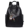 Mochilas Negras Large Black Rucksack Bag Back Pack Purse Ladies Leather Backpack Women
