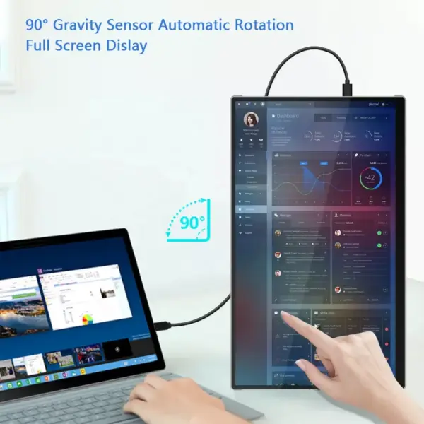 Gravity Sensor Auto-rotating Bezeless Design 15.6 Inch 4K Portable Touchscreen UHD USB LCD Ip Monitor Gamer for Camera