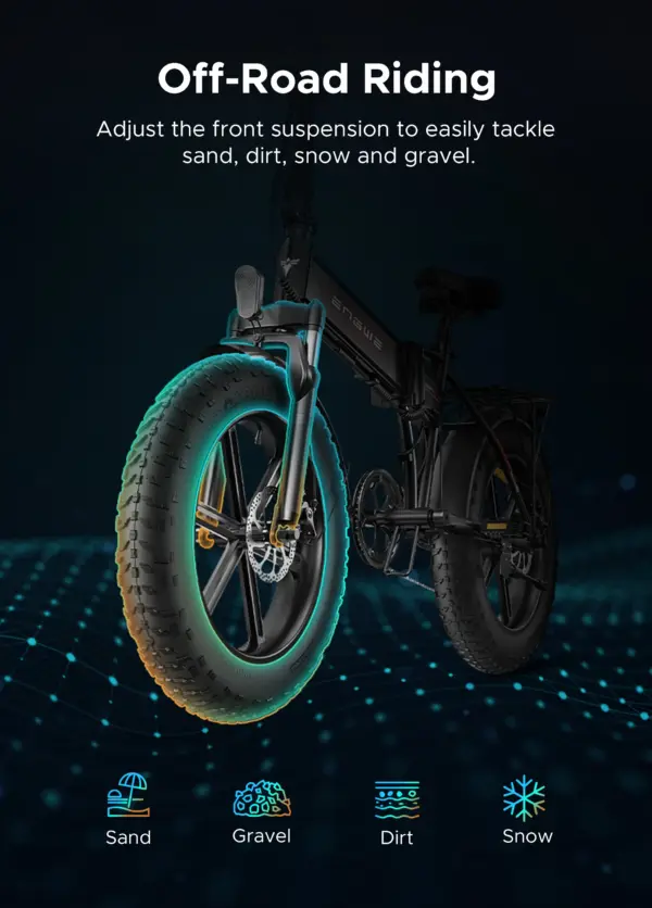 ENGWE EP 2 PRO 250W Folding Electric Bike for Adults 20" *4.0" Fat Tire Mountain Beach Bicycles 48V13AH Battery