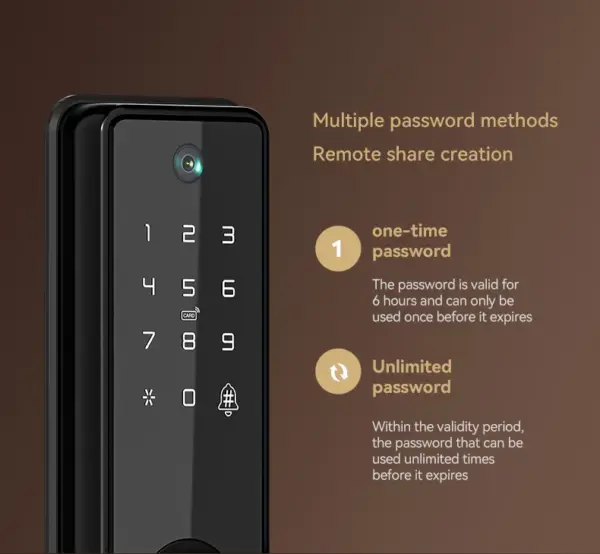 Camera Tuya Wifi App Smart Door Lock Remote Cat-eye Biometric Fingerprint Digital Lock Key Nfc Rfid Code Phone Unlock Smart Lock
