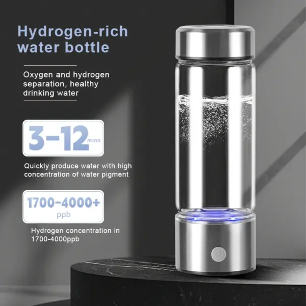 YenvQee 2025 New Customizable Type C Charging Glass Body SPE/PEM Electrolytic Alkaline Hydrogen Rich Water Generator Bottle