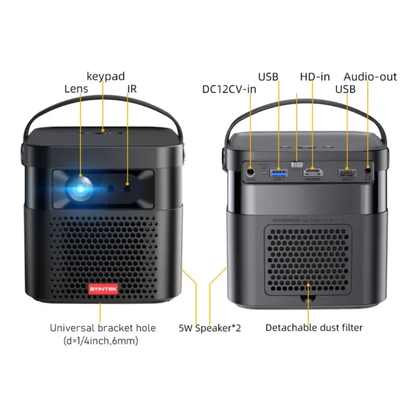 18Years Factory Byintek U70 Pro 3D DLP LED Projector, Smart Android Pocket Portable 4K WIFI Small Mobile Rechargeable Projecteur