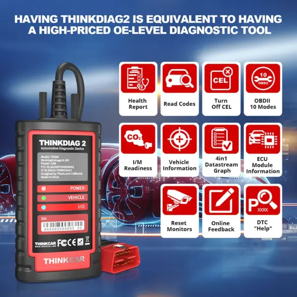 ThinkDiag2 Auto Diagnostic OBD2 Scanner Diagnostic Tool for All Cars Software 1 Year Free
