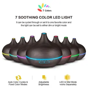Newest 500ml Remote Control Electric Aromatherapy Essential Oil Wood Aromatic 7 Led Color Air Humidifier Aroma Diffuser Difuser