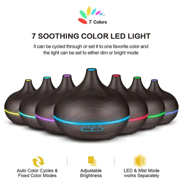Newest 500ml Remote Control Electric Aromatherapy Essential Oil Wood Aromatic 7 Led Color Air Humidifier Aroma Diffuser Difuser