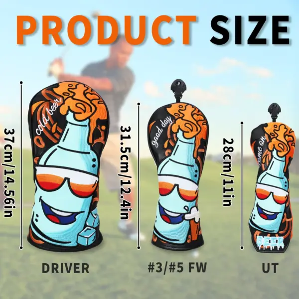 OEM Custom Logo Manufacturer Wholesale Driver Club Accessories Head Covers Embroidery Black Premium Golf PU Leather Headcover