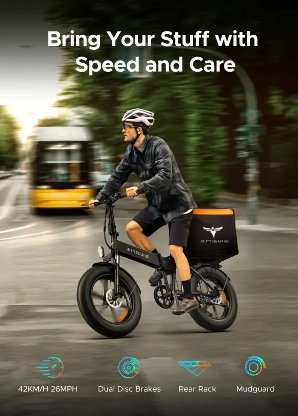 ENGWE EP 2 PRO 250W Folding Electric Bike for Adults 20" *4.0" Fat Tire Mountain Beach Bicycles 48V13AH Battery