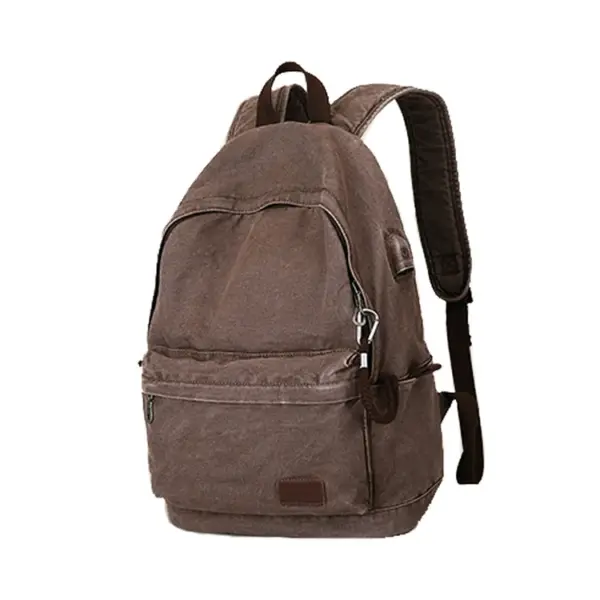 Vintage Mochilas De Cuero Travelling Backpack Anti-theft Usb Charger Casual Washed Mens Canvas Backpack