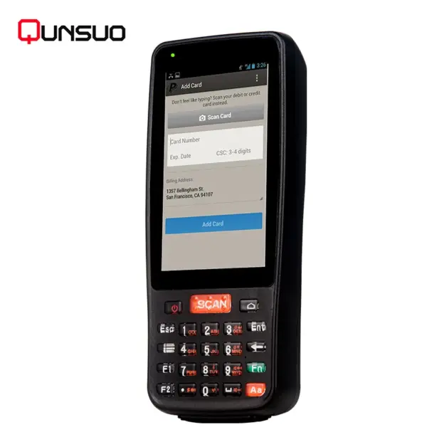 Android Handheld Mobile Phone 4G Bluetooth Wifi 1d 2d Barcode Scanner With Display