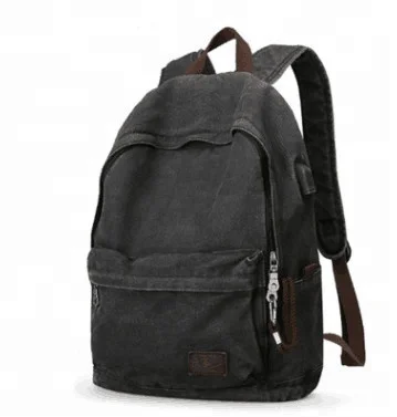 Vintage Mochilas De Cuero Travelling Backpack Anti-theft Usb Charger Casual Washed Mens Canvas Backpack