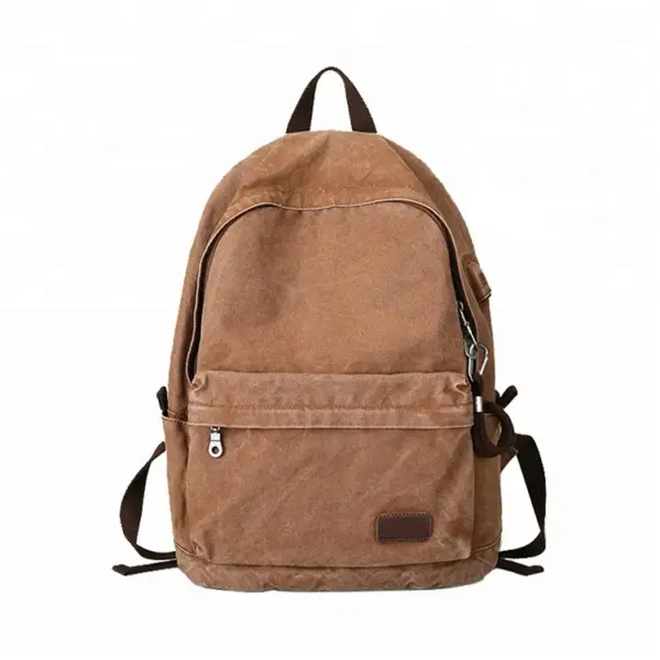 Vintage Mochilas De Cuero Travelling Backpack Anti-theft Usb Charger Casual Washed Mens Canvas Backpack